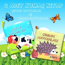 2 Kitap Tox Çiftlik Hayvanları ve Orman Hayvanlar Kumaş Sessiz Kitap