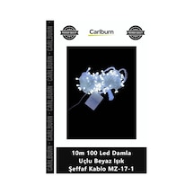 Özel Üretim Dekoratif Şık Estetik Aydınlatma 10m 100 Led Damla Uçlu Beyaz Işık Şeffaf Kablo Mz171