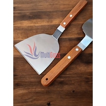 Ahşap Saplı Paslanmaz Çelik Spatula / Pasta Börek Hamburger Tatlı