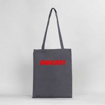 Ducati Red Logo Gri Gabardin Bez Çanta