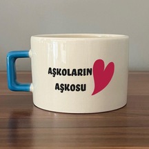 Aşkoların Aşkosu Baskılı Mavi Kulplu C Sevgililer Günü Fincanı