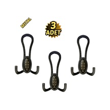 Siyah Desenli Vestiyer Portmanto 3 Adet Askılık Metal Siyah