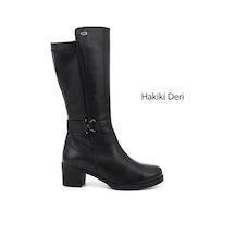 Gönderi(R) Gönderir Kadın Siyah Kalın Topuklu Hakiki Deri Çizme Gkzc13447597 Siyah