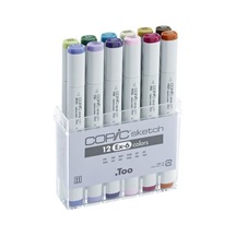 Copic Sketch Ex6 12-er Set G43, G46, Bg57, Bg90, E84, E89, Bv34, V22, V28, Rv52, R56, Yr27 103 Ivory