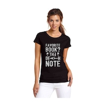 Favorı Book Death Baskılı Siyah Kadın Tshirt