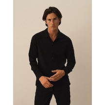 Xint Siyah Esnek Dokulu Regular Fit Gömlek 700919 SİYAH