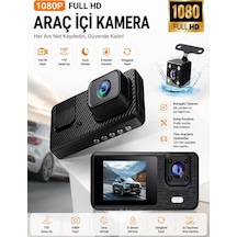 Wi-fi App Destekli 1080p 3 Kameralı Araç İçi Araba Kamerası Gece Görüşü & 140 Geniş Açı Dvr