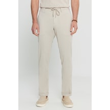 AC&Co / Altınyıldız Classics  Erkek Bej Slim Fit Dar Kesim Beli Bağlamalı Yan Cep Esnek Casual Pantolon Bej