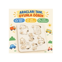 Ahşap Kara Araçları Şekiller Eğitici Çocuk Bulmaca 21x30 Cm Seti Eğlenceli Oyun Eğitici Set