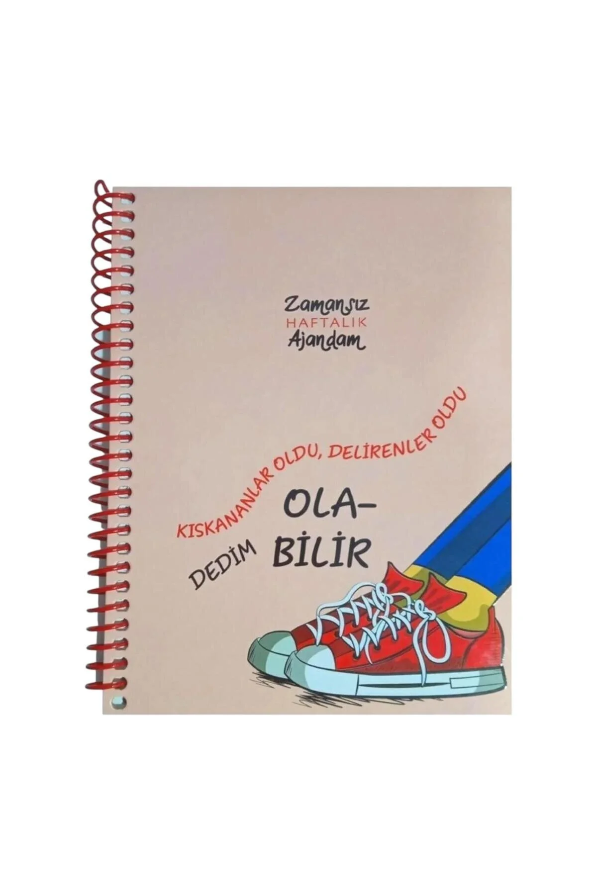 Zamansız Haftalık Ajanda Planlayıcı, Resimli, Spiralli, Sticker'lı Planlayıcı Ajanda Çok Renkli
