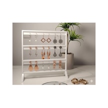 Şık Modern Küpe Standı, Beyaz Takı Düzenleyici, Takı Standı , Küpe Askısı , 3 Bölmeli Organizer
