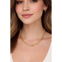 14k Zirkon Taşlı Gold Ataç Kolye Altın Altın
