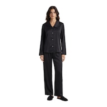 Amoris Siyah Uzun Saten Pijama Takımı