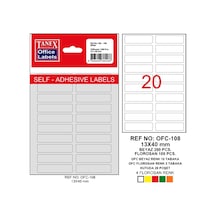 Tanex Ofis Etiketi Poşetli 13x40 Mm Beyaz Ofc-108 Çok Renkli