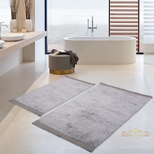Nova Gri 2'li Kaymaz Tabanlı Banyo Paspası Seti Klozet Takımı Gri