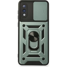 Newface Samsung Galaxy A02 Kılıf Pars Lens Yüzüklü Silikon - Yeşil