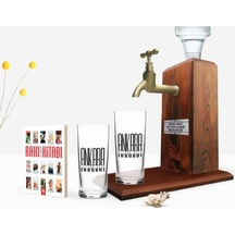 Bk Gift Kişiye Özel Renkli Baskılı Ankara Tasarımlı Turistik İkili Rakı Bardağı Ahşap Rakı Standı Ve Cep Kitabı Hediye Seti-1