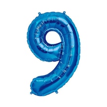 9 Rakam Mavi Folyo Balon 34 İnç 76-82 Cm