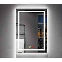 70x100 H Cm Buğu Çözücülü Dokunmatik Işıklı Kumlamalı Banyo Aynası Şeffaf