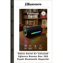 Delux Serisi Ev Yolculuk Eğlence Booms Box 360 Siyah Bluetooth Hoparlör