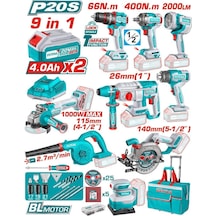 Total TOSLI250381E 9'lu Avantaj Set Akülü Kırıcı Delici + Taşlama + Matkap Vidalama Set