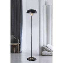 Lambader Krem-sarı Metal Gövde Modern Tasarım Ayarlanabilir Başlık Yerden Aydınlatma Lüx Lambader - Siyah