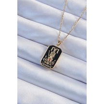 316l Çelik Zincir Altın Renk Siyah Mineli Tarot Kolye - Tj-bko9247 Gümüş