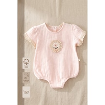 Minory Baby - %100 Pamuk Müslin Kız Bebek Tulum Pembe Pembe