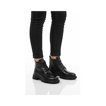 Siyah Hakiki Deri İçi Polarlı Kadın Bot Z505 Z Siyah