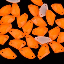 Gymo Premium Kalite Altı Düz Delikli Dikme Kristal Taş Ax Shape 9 14mm N05 Orange Neon 45 Adet