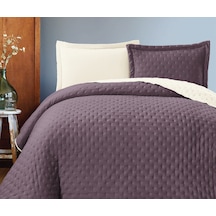 Gençev Home Soft Çift Renkli Battal Boy Yatak Örtüsü Seti Mürdüm-Krem 240 x 260 CM Mürdüm