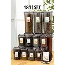 Vienev 18li Renkli Etiketli Peggy Kare Erzak Ve Baharat Full Set 6x 1,75 12x 0,45 Ant Çok Renkli