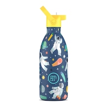 Cool Bottles Çelik Termos Pipetli Matara - The Kids Bottle - Galactic Ride 500ml Lacivert