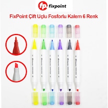 FixPoint Çift Uçlu Fosforlu Kalem 6 Renk ( P-5587 )