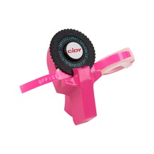 Tenfowee Pembe Mini Etiket Yazıcı - 9mm Genişliğinde 2 Adet Band Siyah + Rastgele Renk - Plastik Yapı - El Defteri Dekorasyonu İçin