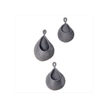 Xurunkeji Mutfak İçin Duvara Asılan Meyve Sepetleri 3'lü Paket Dokuma Ürün Tutucu Sebze Askılı Sepet A Gri