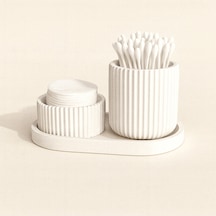 3 Lü Beton Banyo Düzenleyici Set Beyaz