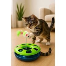 Tineke Çıngarak Toplu Yaylı Fareli Kedi Çember Oyuncağı Kedi Eğlence Aksesuarı Kedi Oyun Çemberi