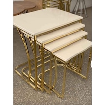 Ankara Dinç Metal Sehpa Tekerlekli C Sehpa Gold. Dörtlü. Zigon Se