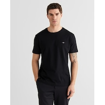 Gant Erkek Bisiklet Yaka Logolu T-shirt Siyah