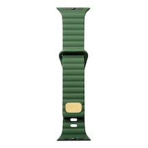 Ekılıf - Apple Uyumlu  Watch 7 45mm - Kordon Silikon Kordon Krd-73 - Koyu Yeşil