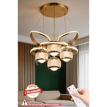 Ransom İthal Seri 4 Toplu Saray Büyük Led Avize 3 Renk Kumandalı Rose Gold Kasa Ledli Salon Avizesi