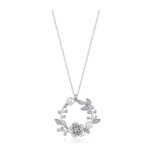 Mia vento Işıltılı İnci Goncası Flowers Gümüş Kolye