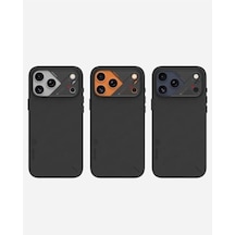 Aulumu İphone 17 Pro Max İle Uyumlu A17 Vegan Leather Serisi Magsafe Deri Kılıf Siyah 50 x 22