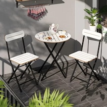 Masa Sandalye Bahçe Bistro Takım Yuvarlak Beyaz 1482 Beyaz