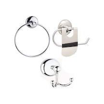 Sln Banyo Seti Havluluk - Tuvalet Kağıtlığı 3 Lü Set Krom Sln Banyo Seti Havluluk - Tuvalet Kağıtlığı 3 Lü Set Krom