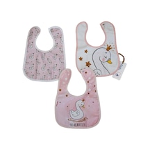 Çift Katlı  Çıtçıtlı Bebek Mama ve Salya Önlük 3 Adet STL6076 Çok Renkli