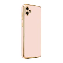 Samsung Galaxy Uyumlu A04 Kılıf Zore Kenarı Gold Renk Silikon Bark Kapak
