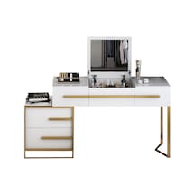 Cristina Beyaz Gold Metal Makyaj Masası