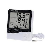İç Ve Dış Ortam Sıcaklığını Ölçebilen Lcd Ekran Saat Göstergeli Alarmlı Nem Ölçer Termometre Timya/go1395 202435